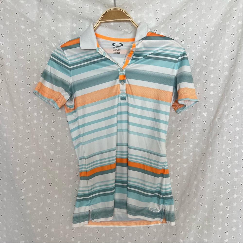 Oakley striped golf polo shirt